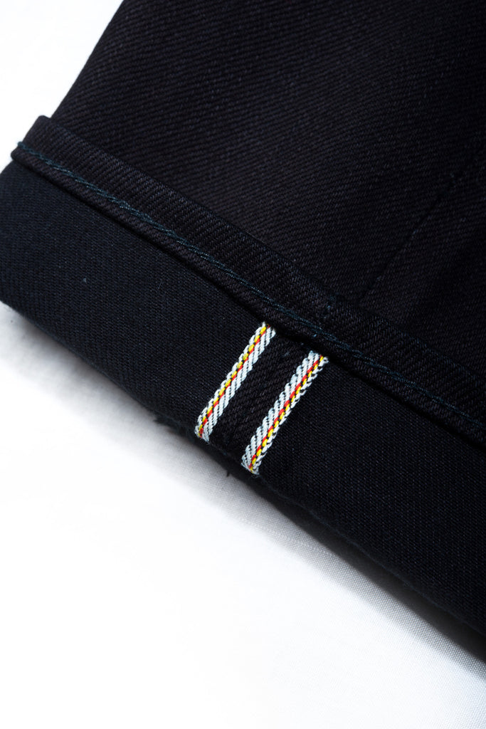 Big John Kuro2 Slim Balck Selvedge 100% Cotton Sanforized Sulfur Dyed Denim Jeans Made in Japan Hem