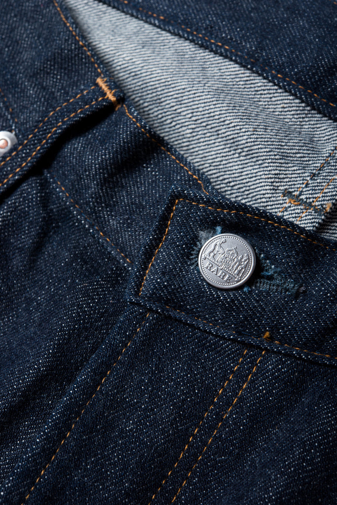 Big John Kuro2 Slim Balck Selvedge 100% Cotton Sanforized Sulfur Dyed Denim Jeans Made in Japan Button