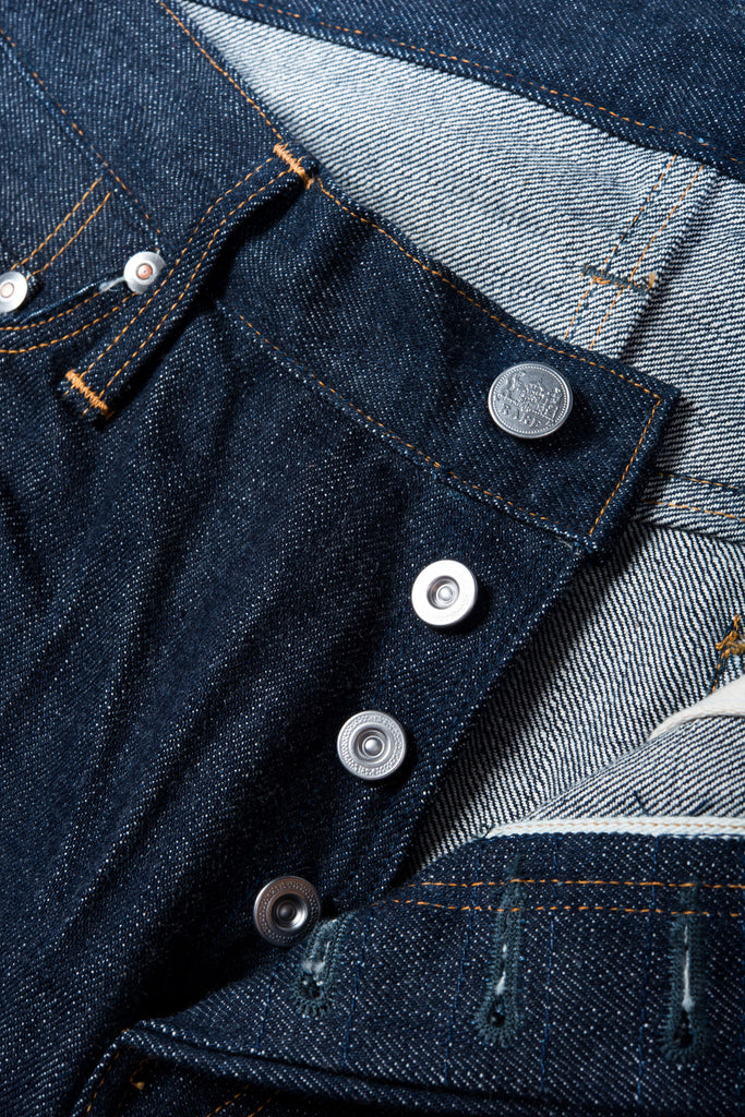 Big John Kuro2 Slim Balck Selvedge 100% Cotton Sanforized Sulfur Dyed Denim Jeans Made in Japan Button Fly