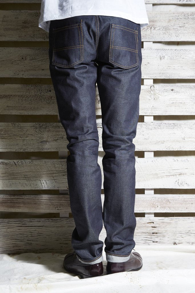 Big John Faux Slub Slim Selvedge 100% Cotton Sanforized Denim Jeans Made in Japan Model Back