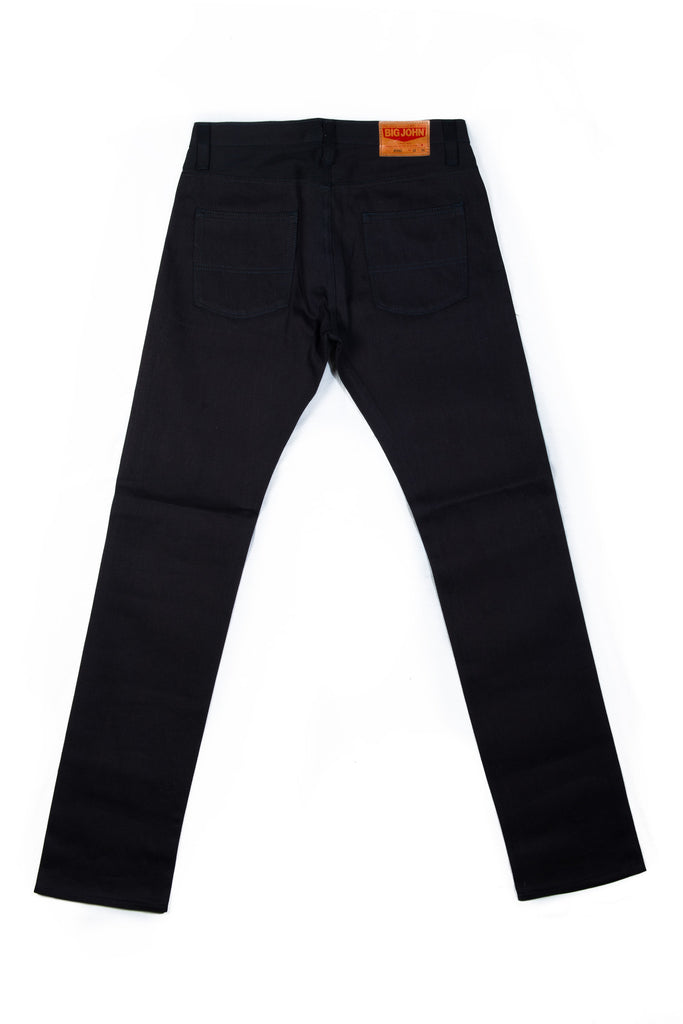 Big John Kuro2 Slim Balck Selvedge 100% Cotton Sanforized Sulfur Dyed Denim Jeans Made in Japan Back