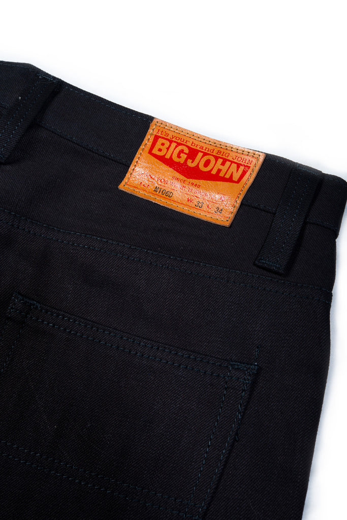 Big John Kuro2 Slim Balck Selvedge 100% Cotton Sanforized Sulfur Dyed Denim Jeans Made in Japan Leather Patch