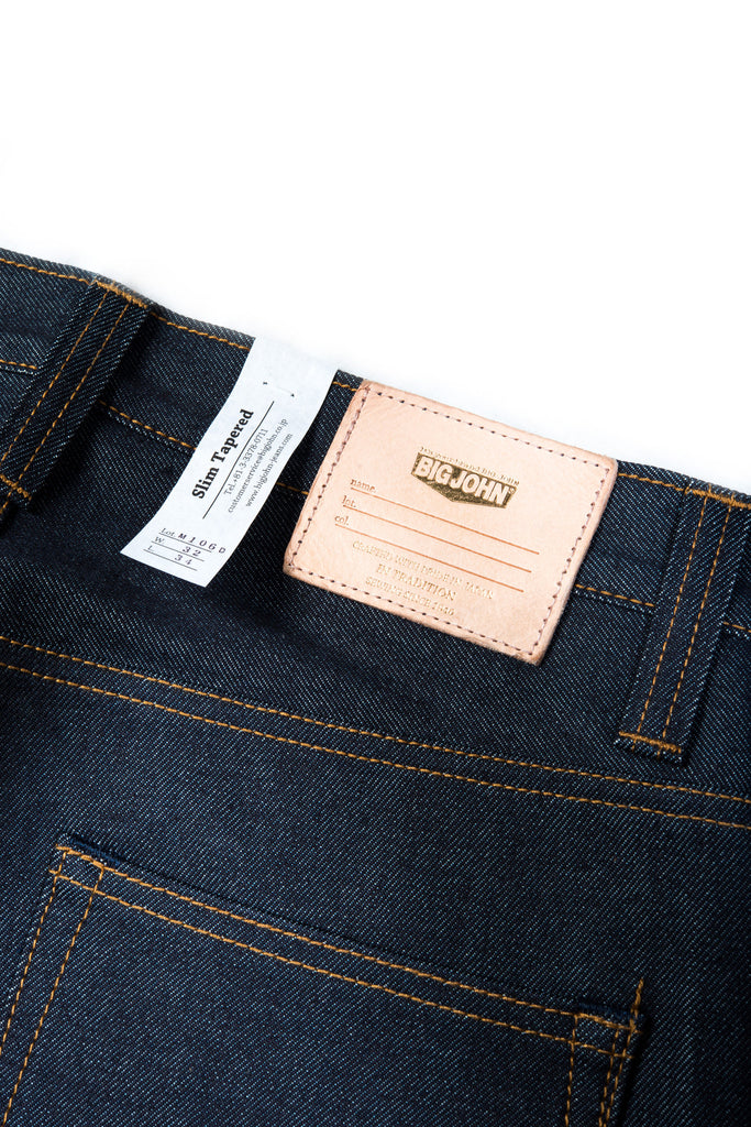 Big John Faux Slub Slim Selvedge 100% Cotton Sanforized Denim Jeans Made in Japan Leather Patch
