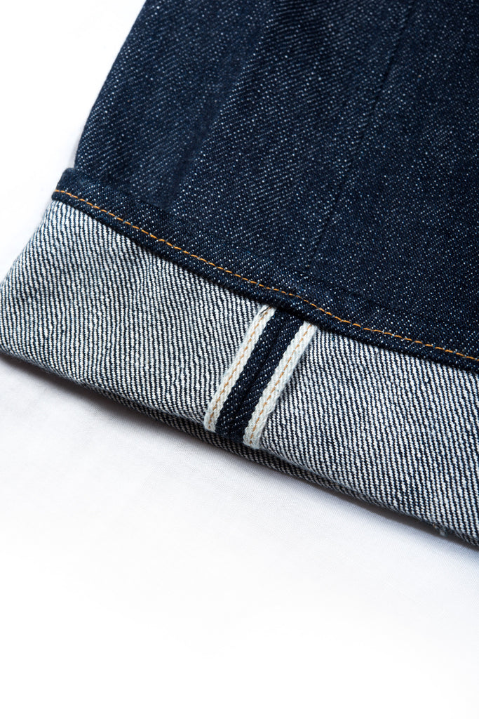 Big John Kuro2 Slim Balck Selvedge 100% Cotton Sanforized Sulfur Dyed Denim Jeans Made in Japan Hem