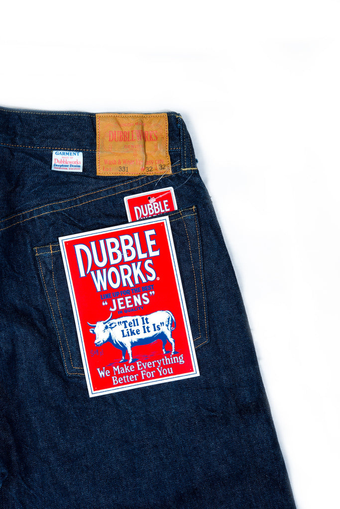 Dubbleworks Straight 331-OW Selvedge 100% Cotton Sanforized Indigo Dyed 14.5 oz Denim Jeans Made in Japan Back Pocket
