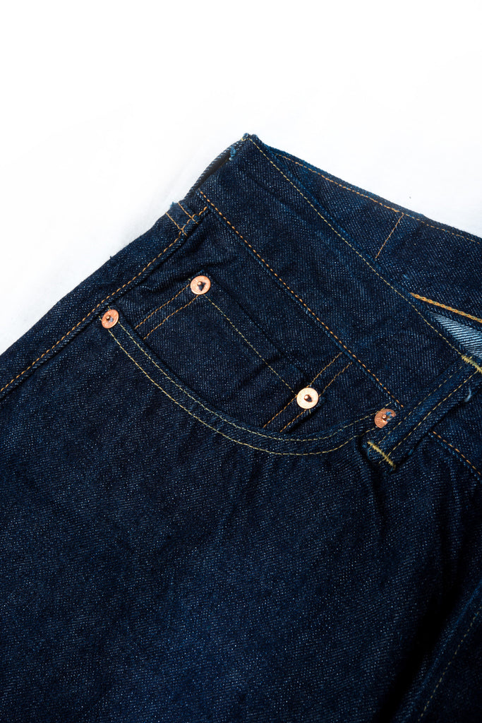Dubbleworks Slim 332-OW Selvedge 100% Cotton 14.5 oz Sanforized Indigo Dyed Denim Jeans Made in Japan Rivetts