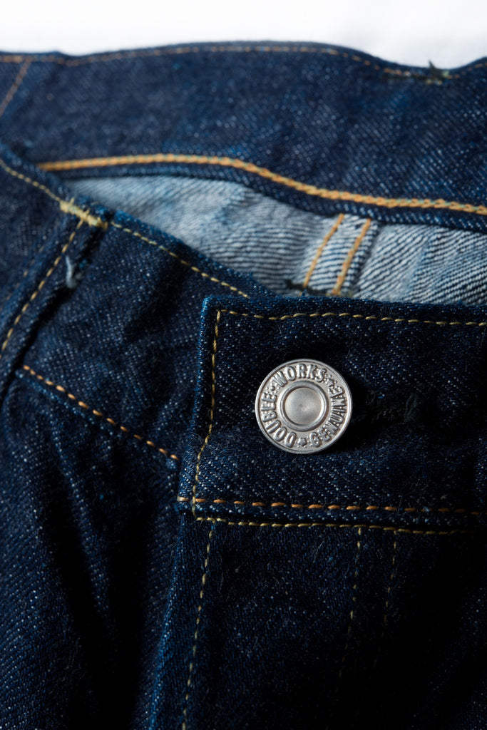 Dubbleworks Slim 332-OW Selvedge 100% Cotton 14.5 oz Sanforized Indigo Dyed Denim Jeans Made in Japan Button
