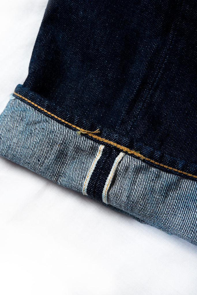 Dubbleworks Slim 332-OW Selvedge 100% Cotton 14.5 oz Sanforized Indigo Dyed Denim Jeans Made in Japan Hem
