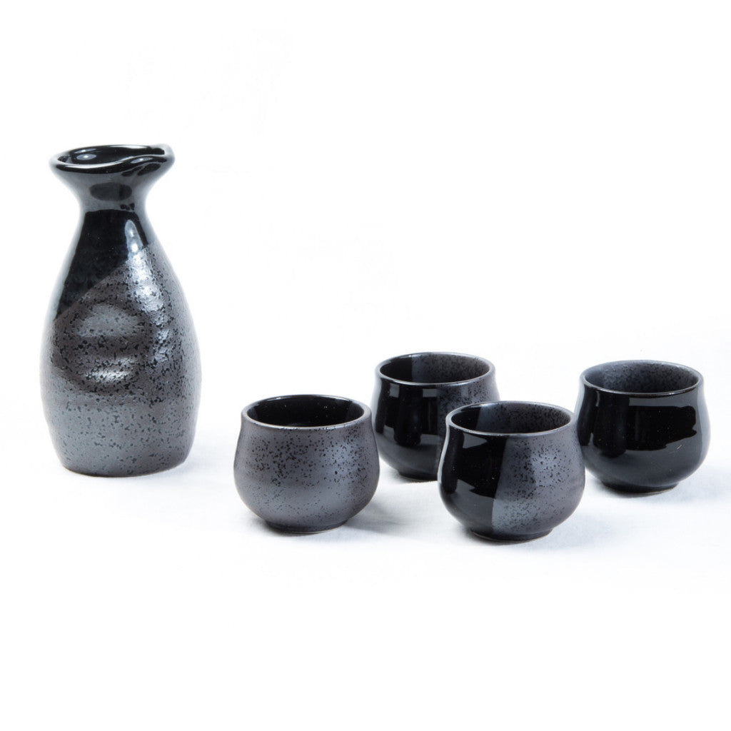 Chokko Ceramic Pottery Sake Set Bottle 4 cups Made in Japan