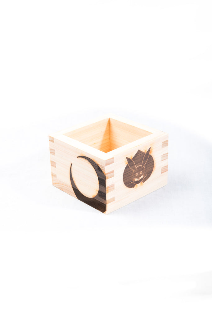 Kyo-Gen Kamon Maspeaker Sake Masu Cypress Wood Usagi Shoryu Hatoba Made in Japan Homeware The Miyamoto Division