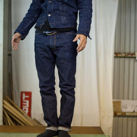  TCB Super Slim Orange 606 Raw 100% Cotton Unsanforized Indigo Dyed 13 oz Denim Jeans Made in Japan Model